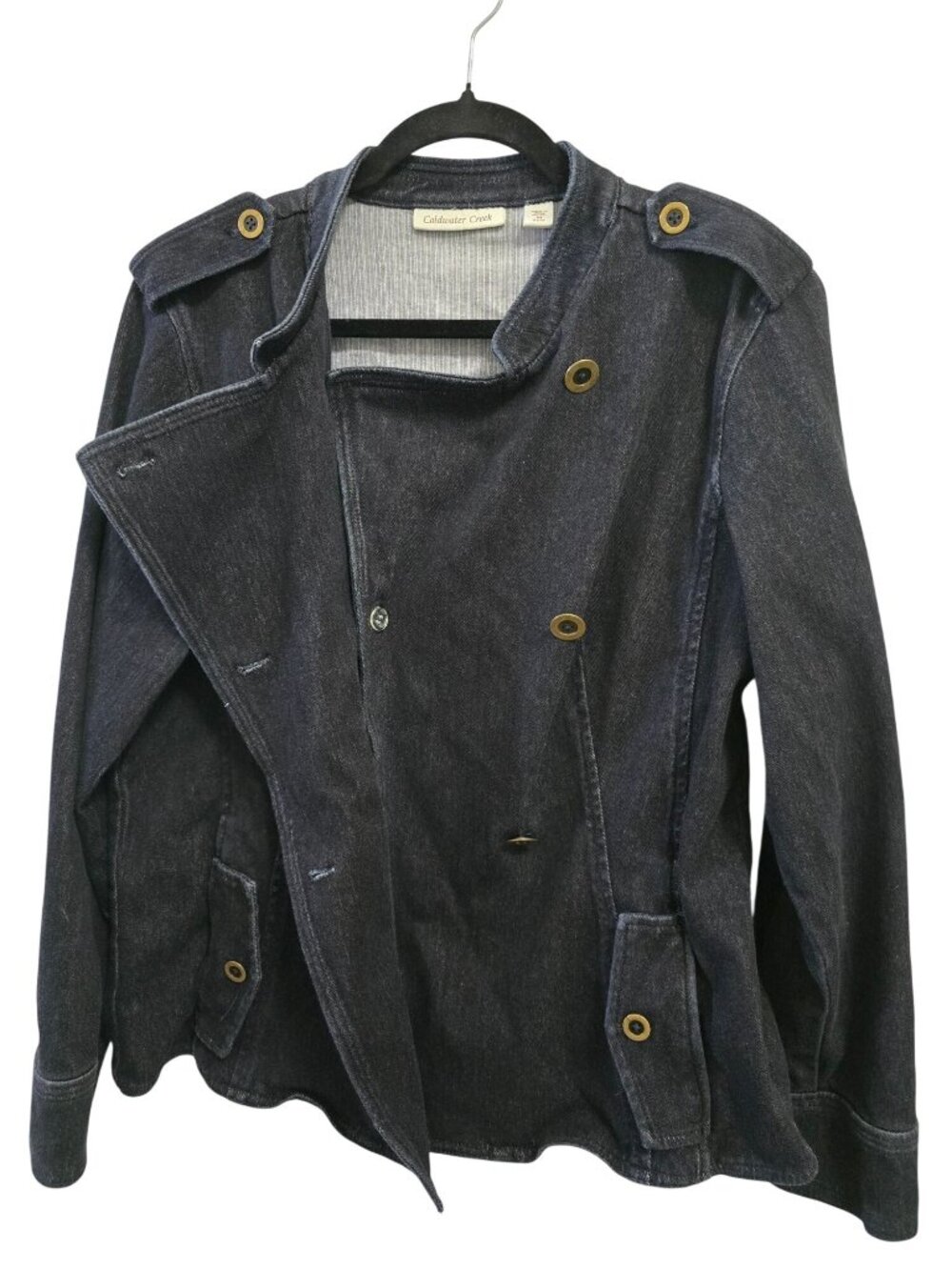 Coldwater Creek Double-Breasted Denim Jacket Womens M  Dark Wash - Picture 6 of 10